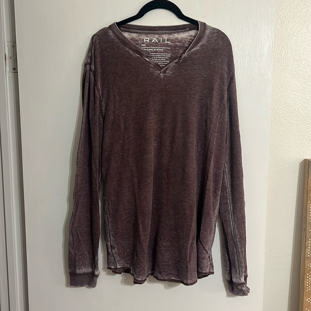 The Rail Maroon Long Sleeve Henley. Size L.